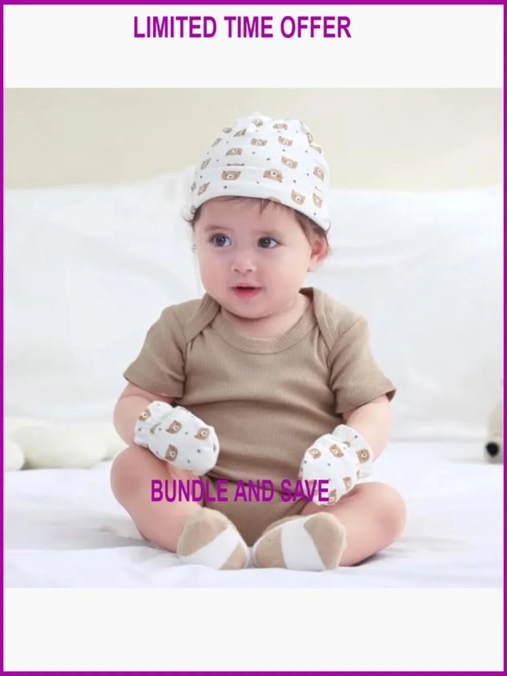 Soft Cotton Newborn Hat Mittens Socks Set 0-6 Months Infant Accessories
